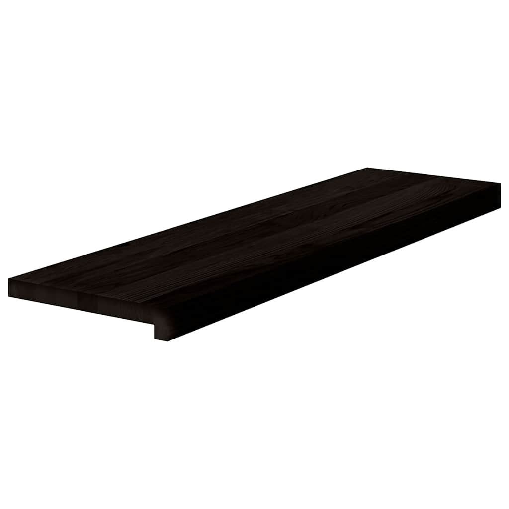 Stair Treads 2 pcs Brown Black 90x30x2 cm Solid Wood Oak