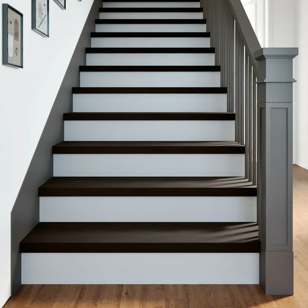 Stair Treads 2 pcs Brown Black 90x30x2 cm Solid Wood Oak