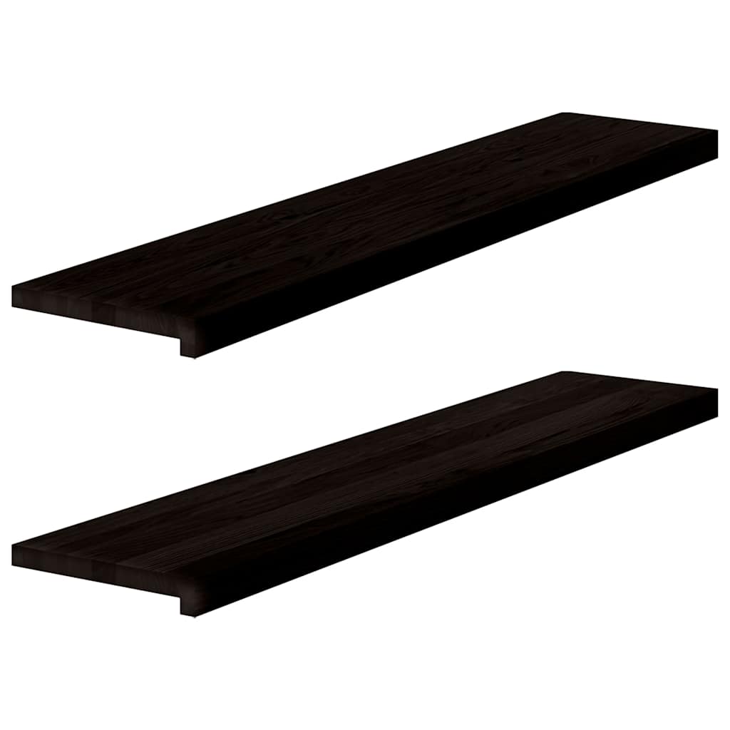 Stair Treads 2 pcs Brown Black 120x30x2 cm Solid Wood Oak