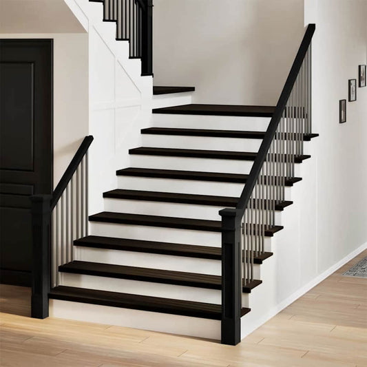 Stair Treads 2 pcs Brown Black 120x30x2 cm Solid Wood Oak