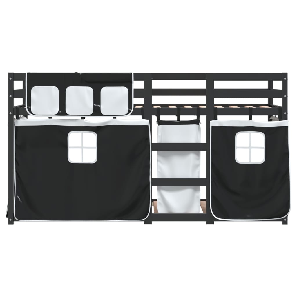 vidaXL Bunk Bed without Mattress White&Black 90x200 cm Solid Wood Pine