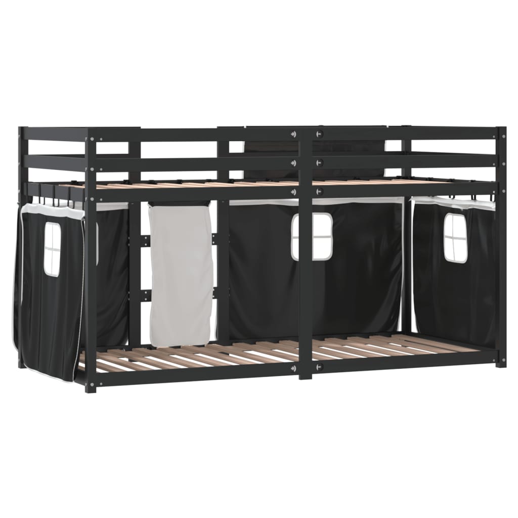 vidaXL Bunk Bed without Mattress White&Black 90x200 cm Solid Wood Pine