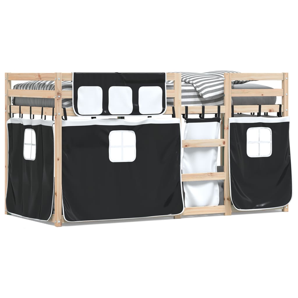 vidaXL Bunk Bed without Mattress White&Black 90x200 cm Solid Wood Pine