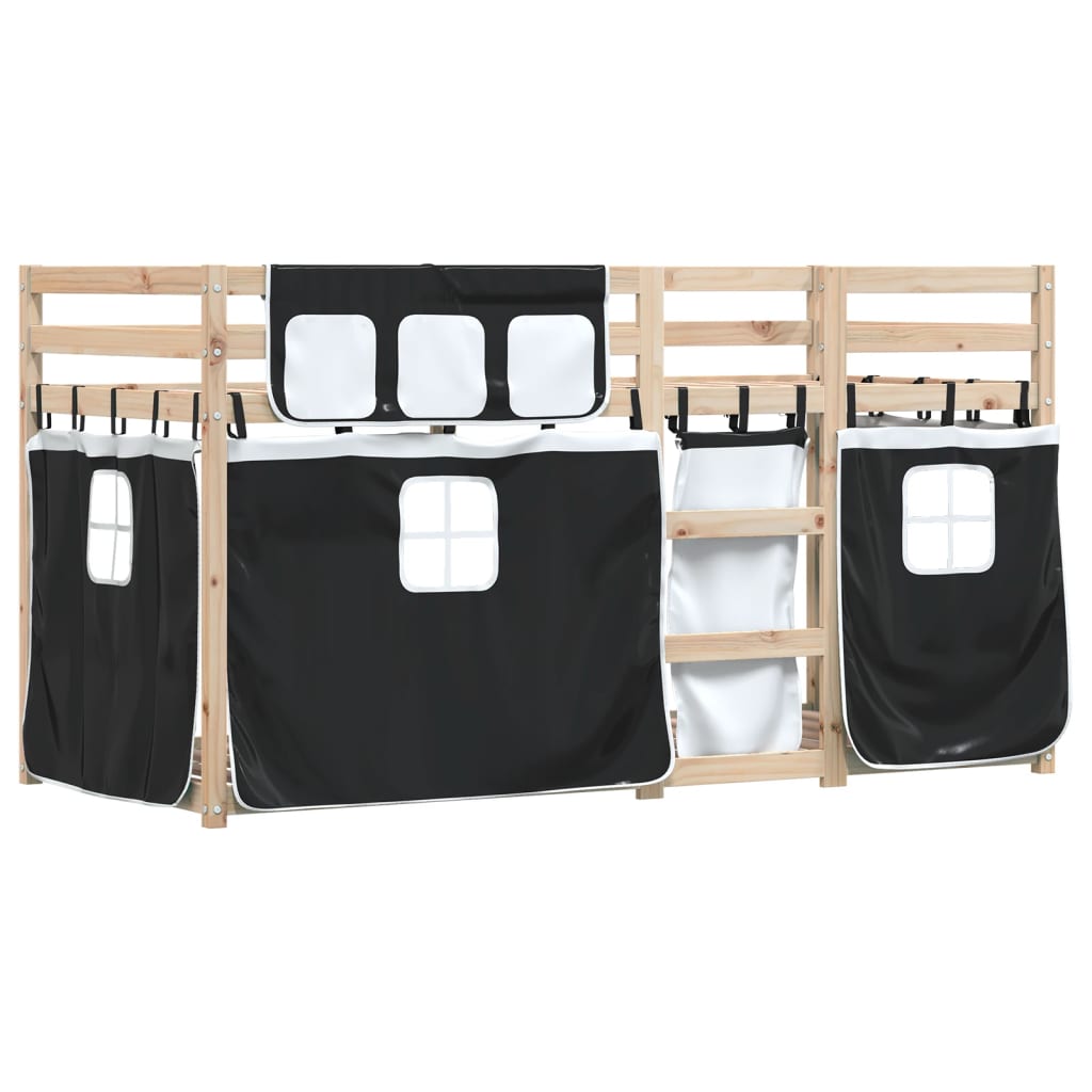 vidaXL Bunk Bed without Mattress White&Black 90x200 cm Solid Wood Pine