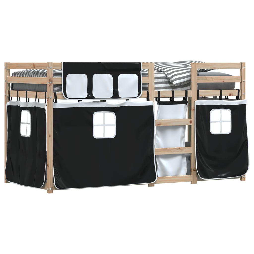 vidaXL Bunk Bed without Mattress White&Black 80x200 cm Solid Wood Pine