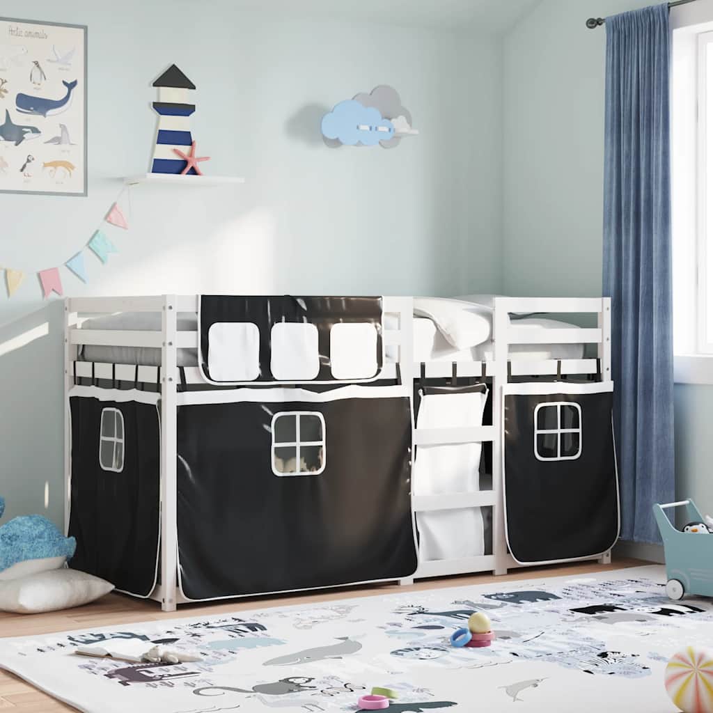 Bunk Bed without Mattress White&Black 80x200 cm Solid Wood Pine