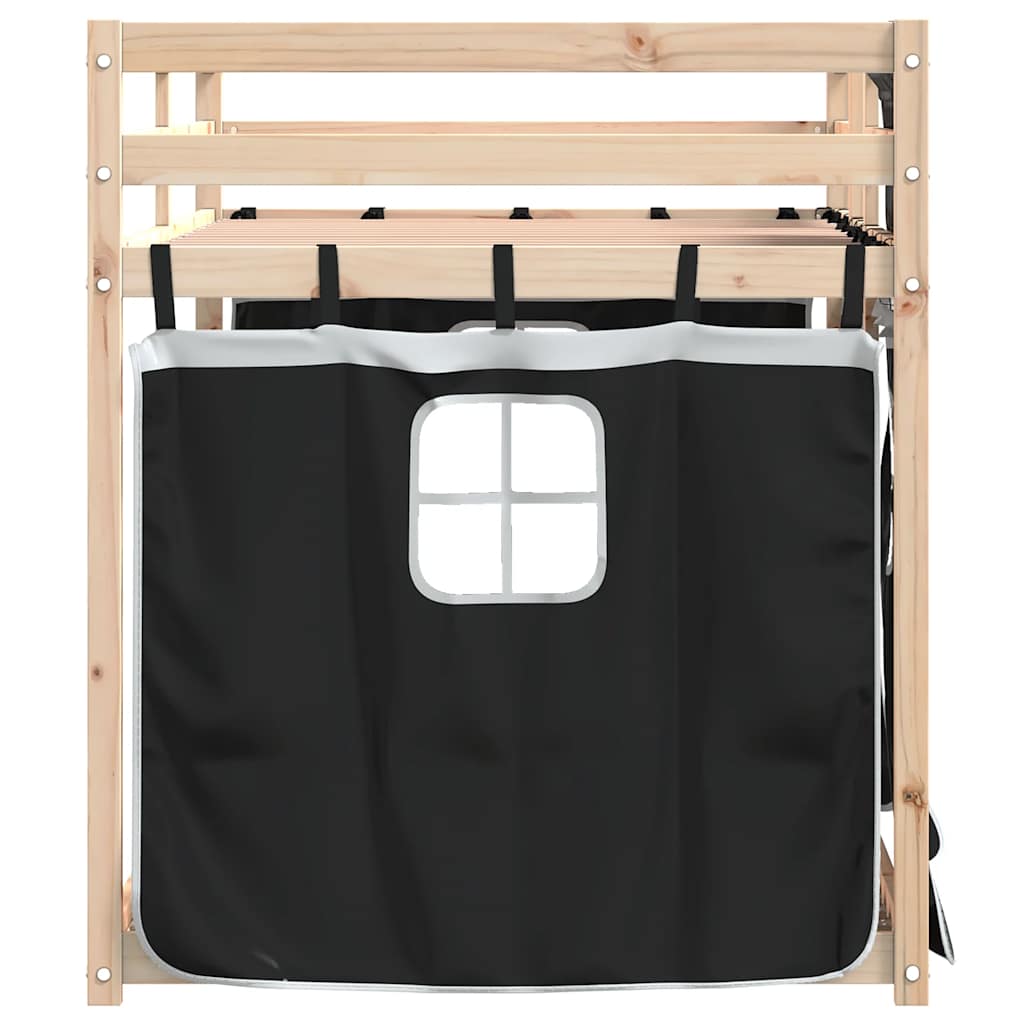 Bunk Bed without Mattress White&Black 90x190 cm Single Solid Wood Pine