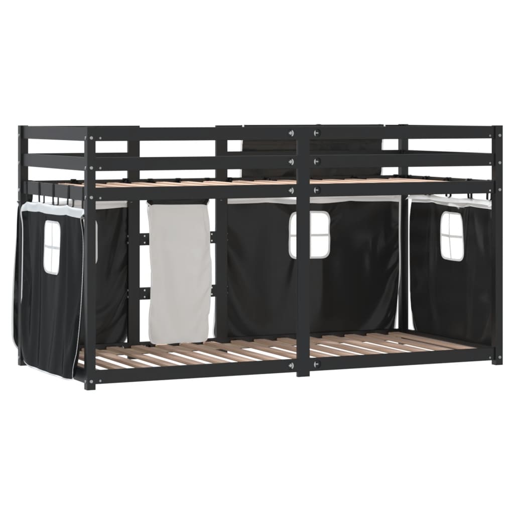 vidaXL Bunk Bed without Mattress White&Black 80x200 cm Solid Wood Pine