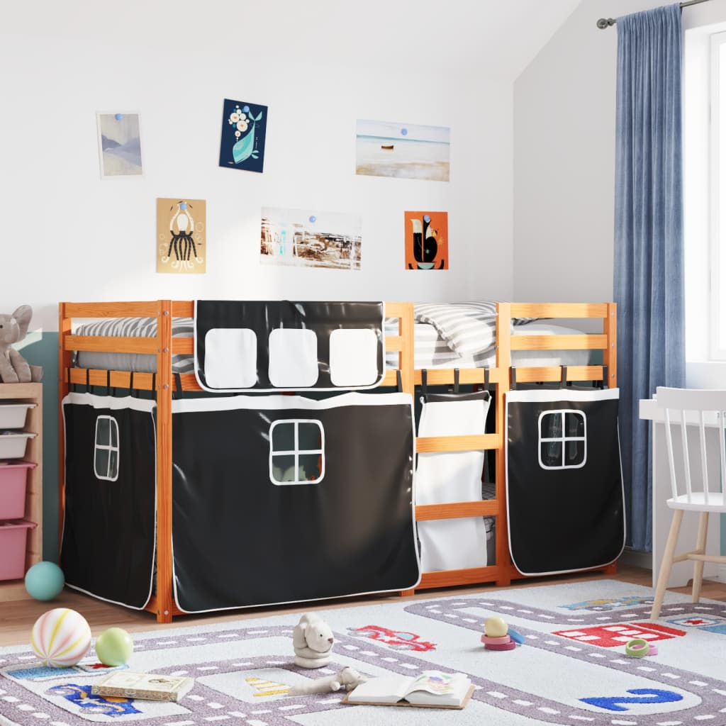 vidaXL Bunk Bed without Mattress White&Black 80x200 cm Solid Wood Pine