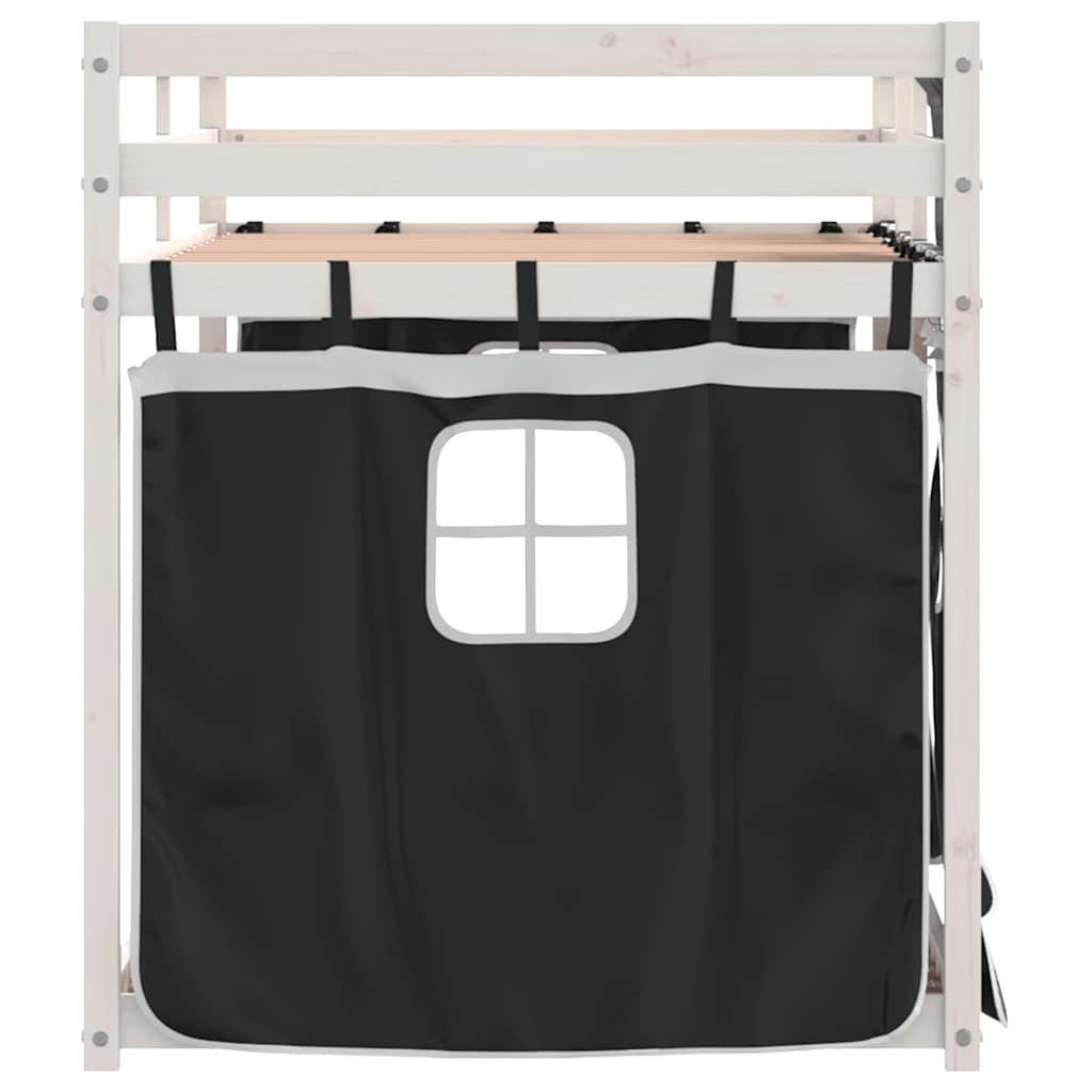 Bunk Bed without Mattress White&Black 90x200 cm Solid Wood Pine
