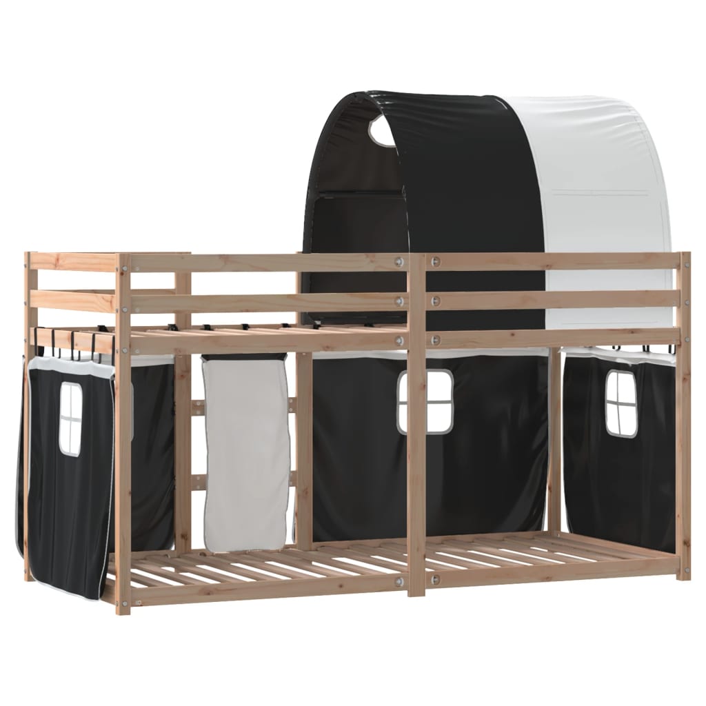 vidaXL Bunk Bed without Mattress White&Black 90x200 cm Solid Wood Pine