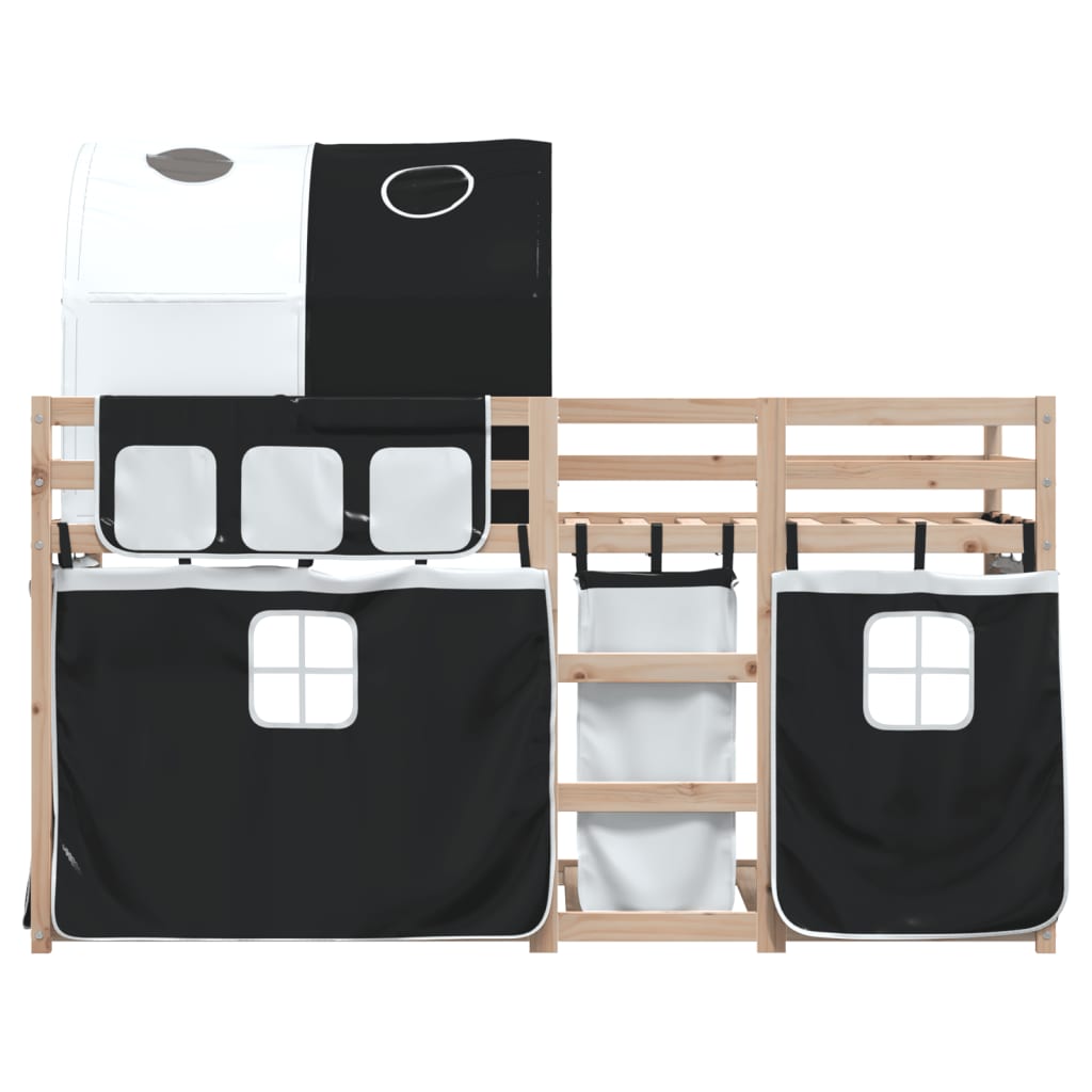 vidaXL Bunk Bed without Mattress White&Black 90x190 cm Single Solid Wood Pine