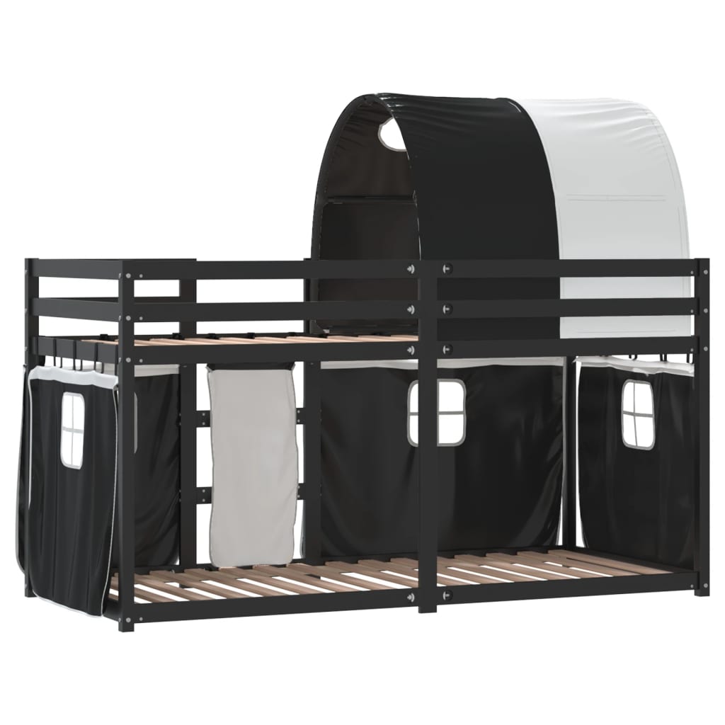 vidaXL Bunk Bed without Mattress White&Black 90x190 cm Single Solid Wood Pine