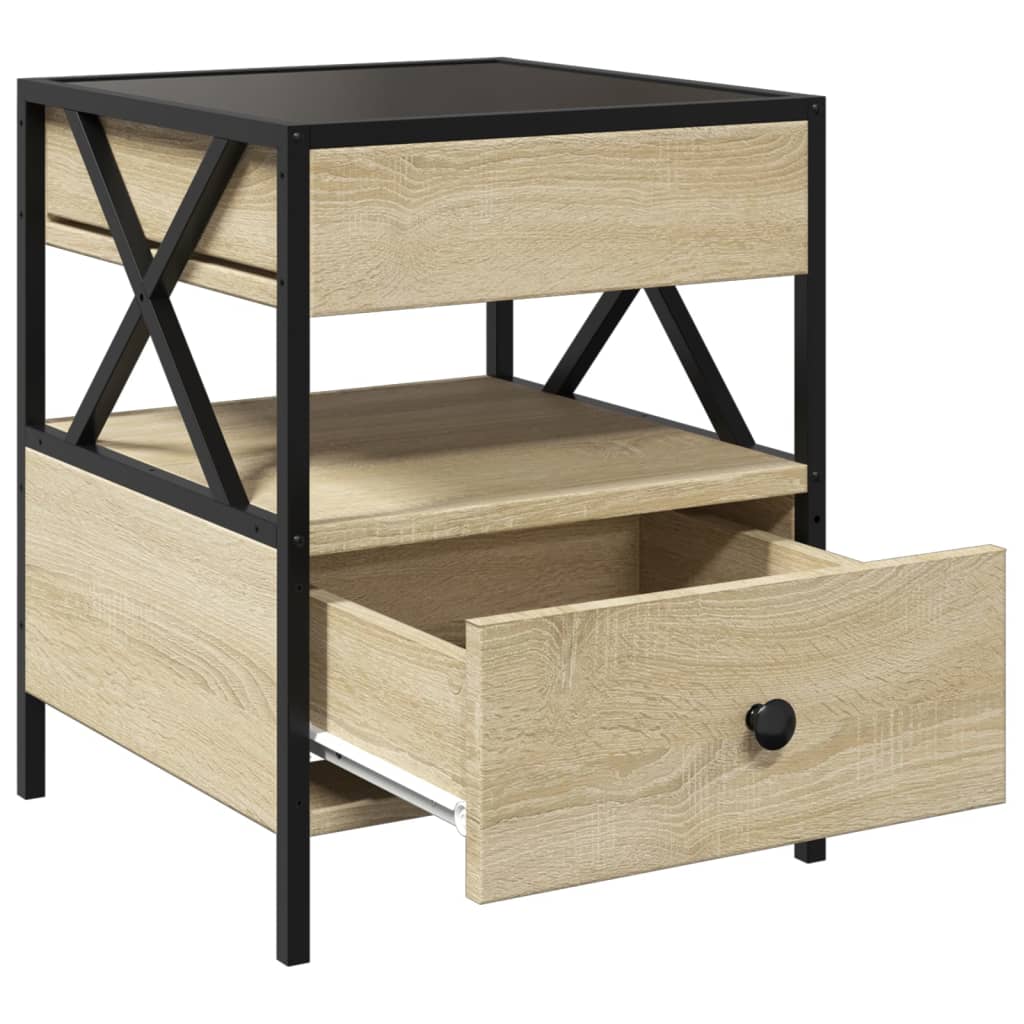 Bedside Table with Infinity LED Sonoma Oak 40x40x51 cm