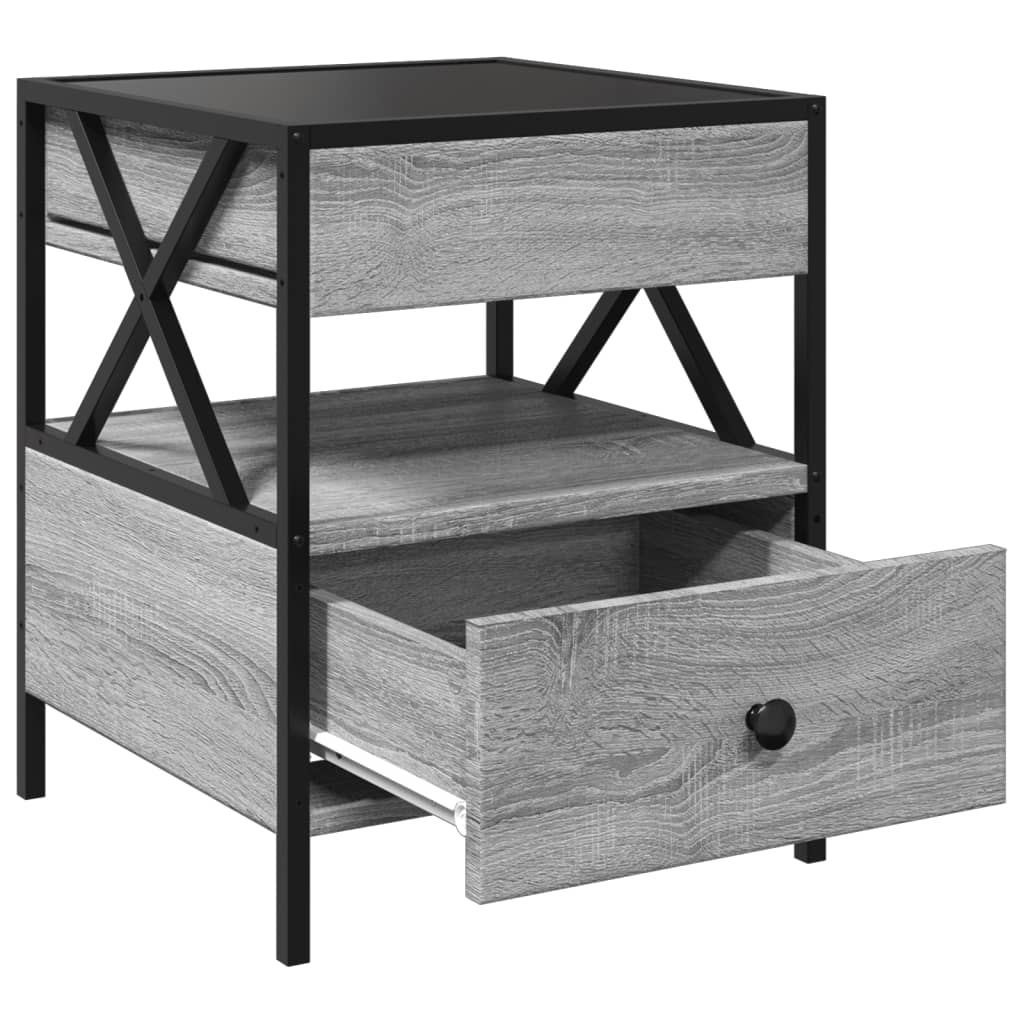 Bedside Table with Infinity LED Grey Sonoma 40x40x51 cm