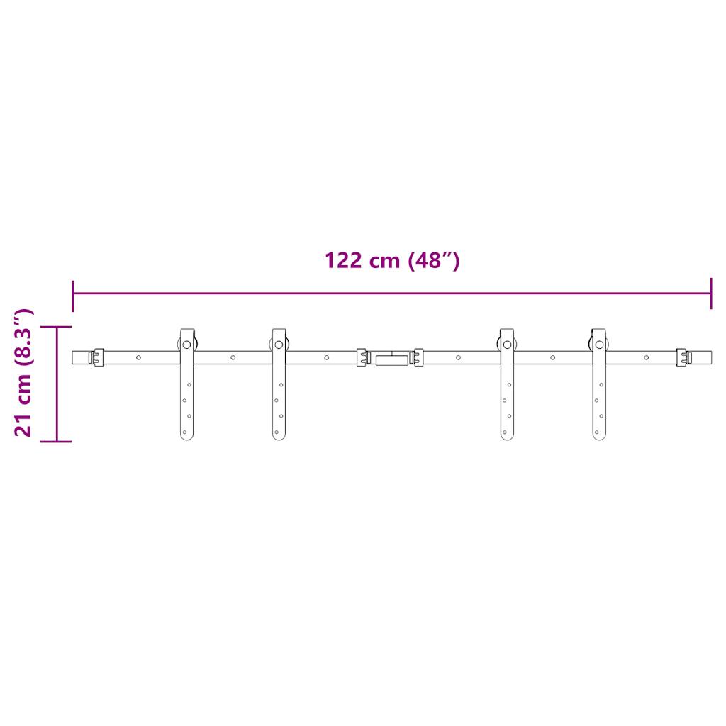  Sliding Cabinet Door Kit 122 cm Carbon Steel