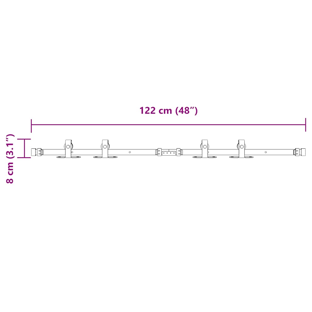  Sliding Cabinet Door Kit 122 cm Carbon Steel