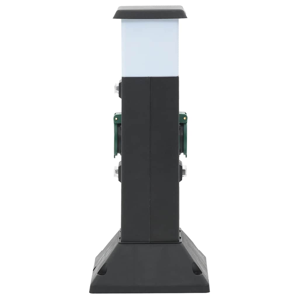 Outdoor Socket Column with Lamp and Spike 2-Way 16x16x39.5 cm
