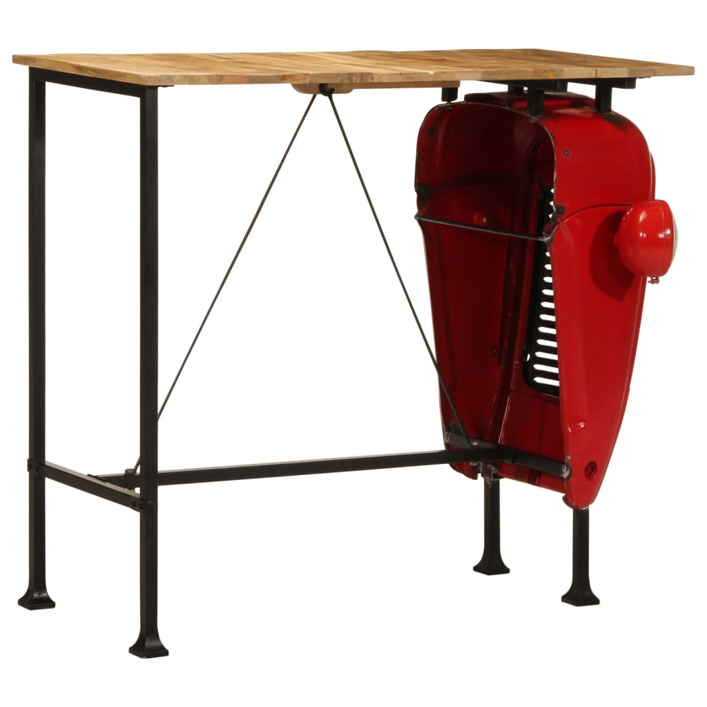 Tractor Bar Table Red and Brown 55x120x107 cm Solid Wood Mango