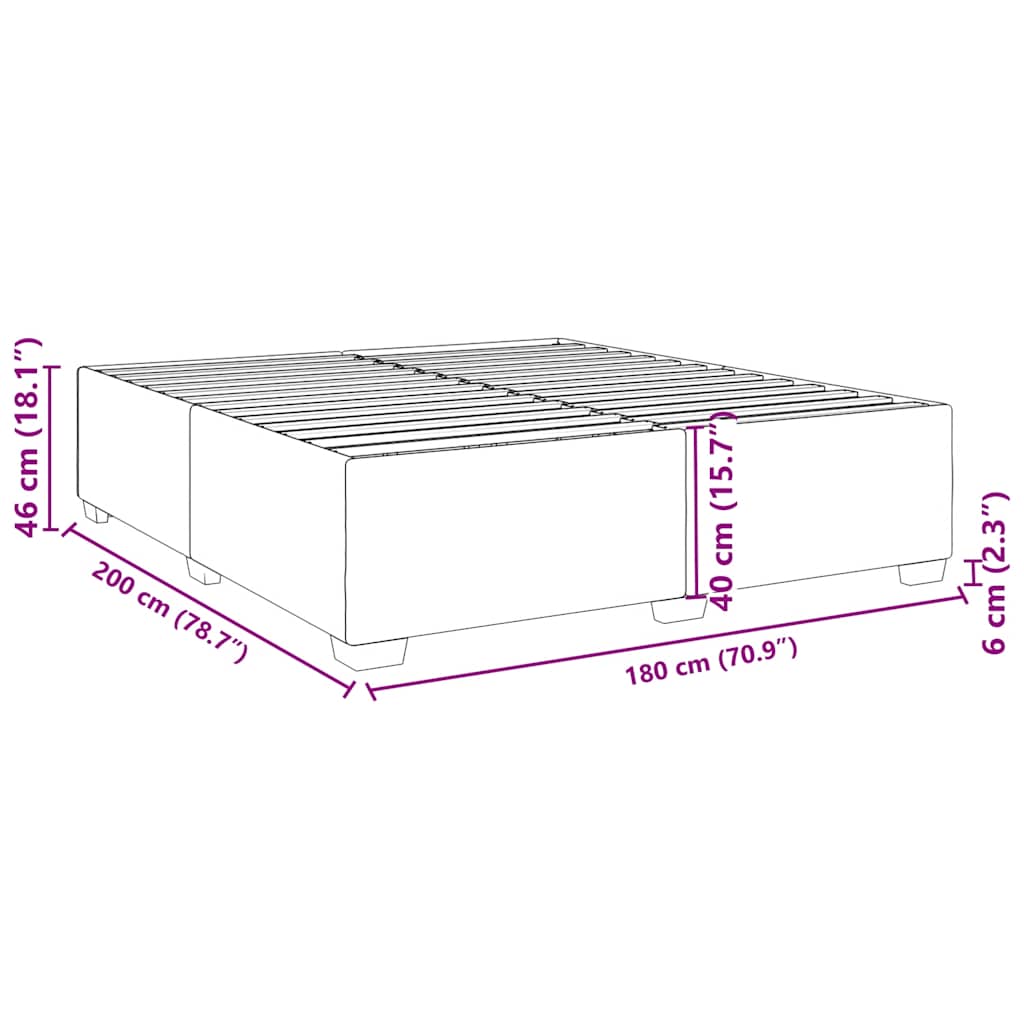 Bed Frame without Mattress Dark Grey Super King Fabric