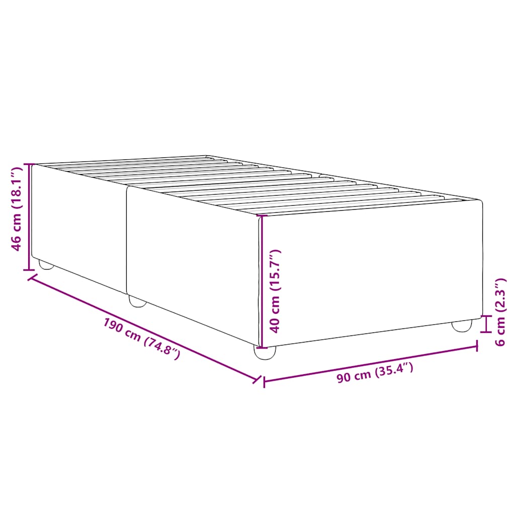 Bed Frame without Mattress Dark Grey Single Fabric
