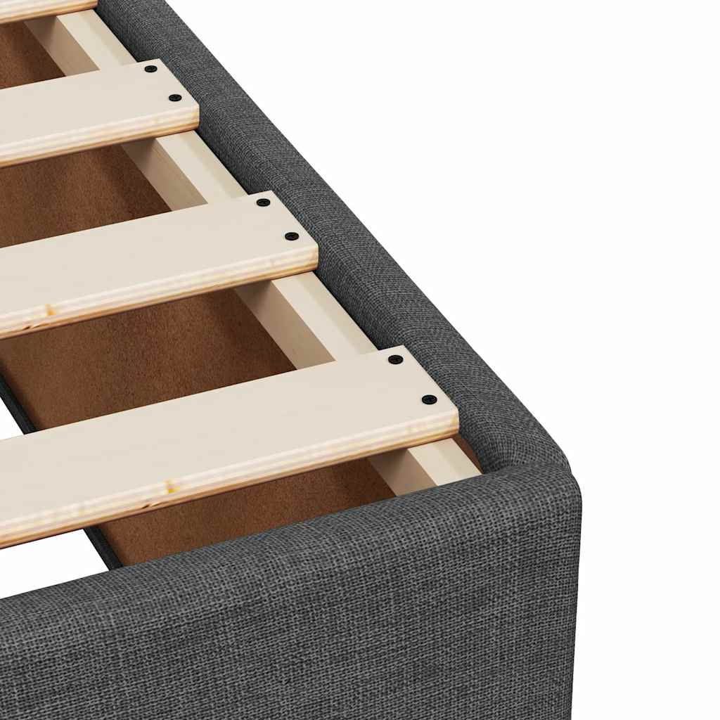 Bed Frame without Mattress Dark Grey Double Fabric