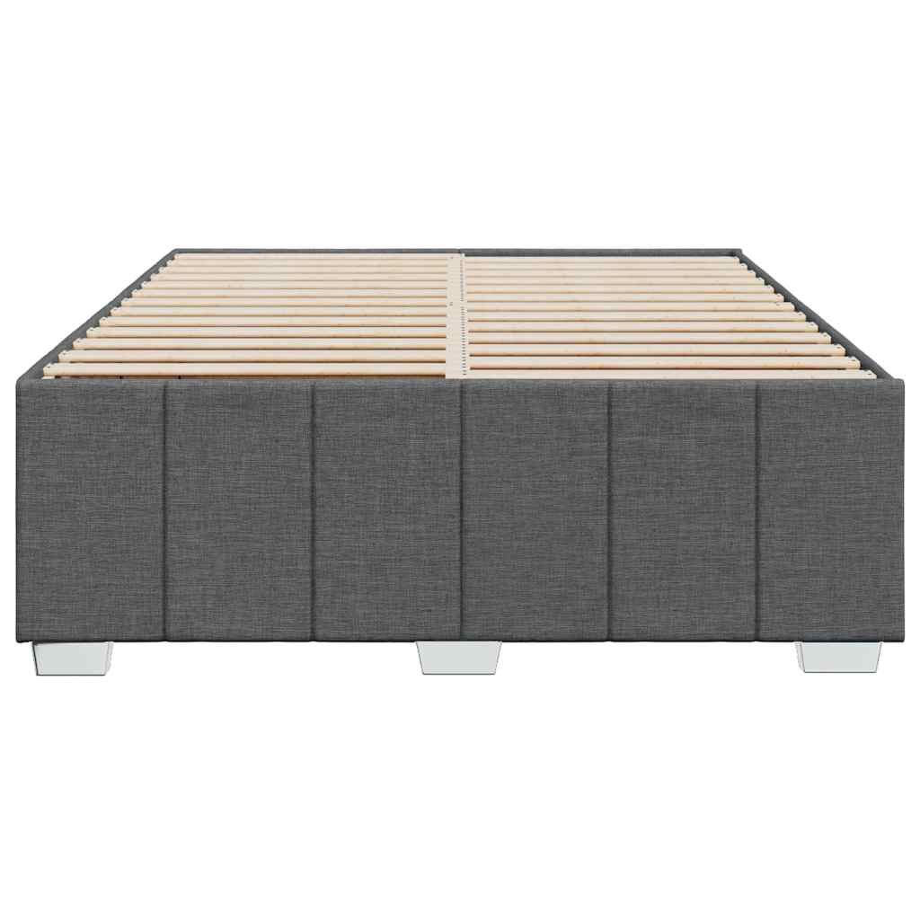 Bed Frame without Mattress Dark Grey Double Fabric