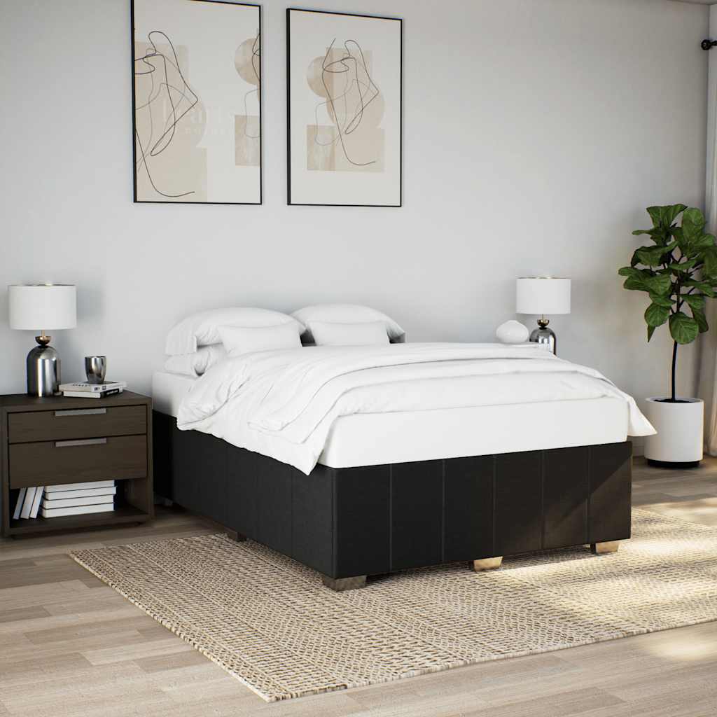 Bed Frame without Mattress Black Double Fabric