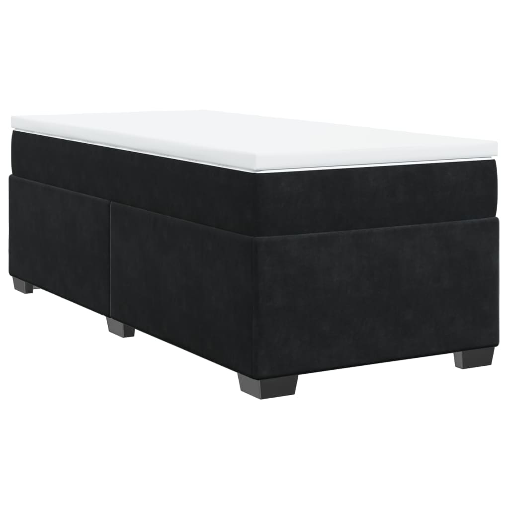 vidaXL Box Spring Bed with Mattress Black 90x200 cm Velvet