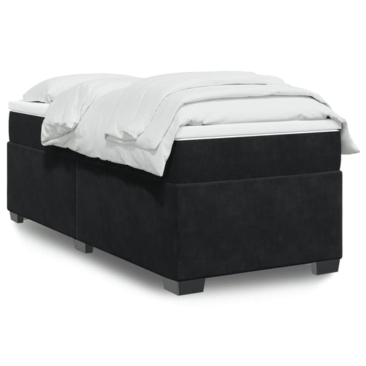 vidaXL Box Spring Bed with Mattress Black 90x200 cm Velvet