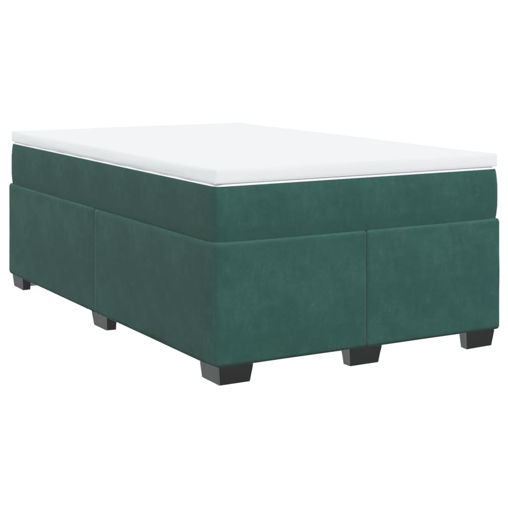 vidaXL Box Spring Bed with Mattress Dark Green 120x200 cm Velvet