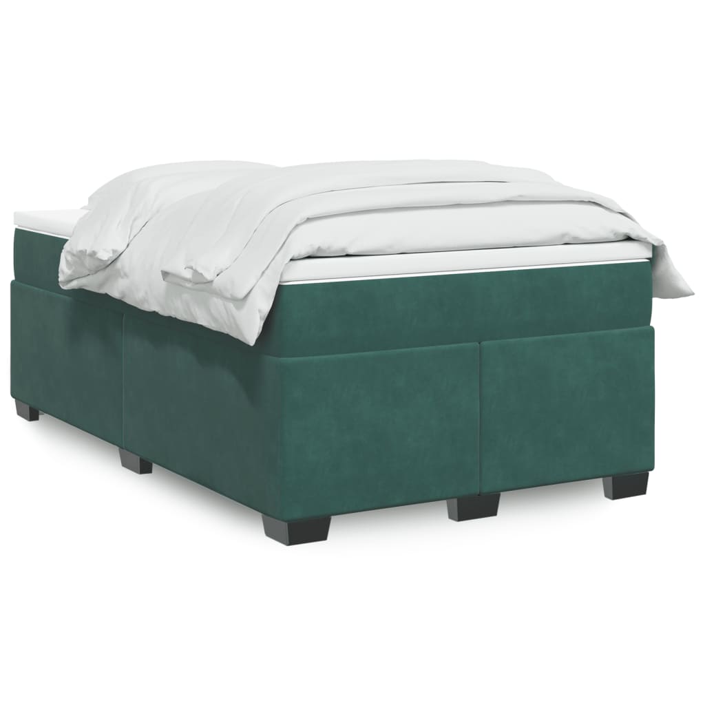 vidaXL Box Spring Bed with Mattress Dark Green 120x200 cm Velvet