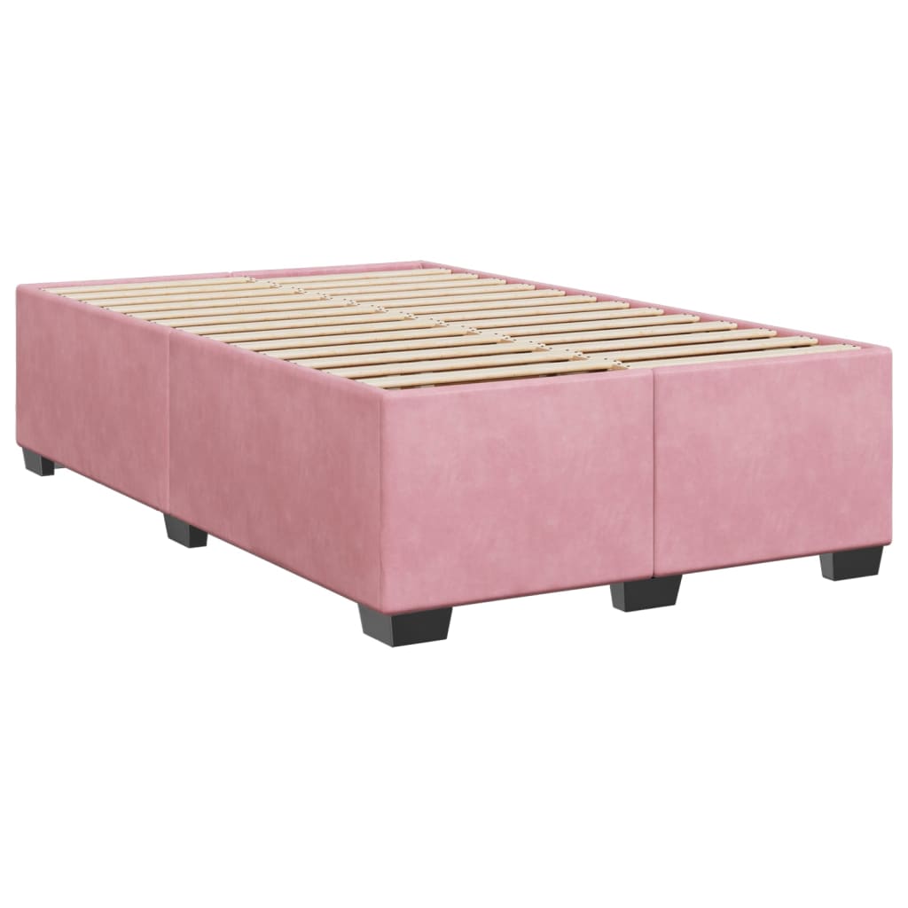 vidaXL Box Spring Bed with Mattress Pink 120x200 cm Velvet