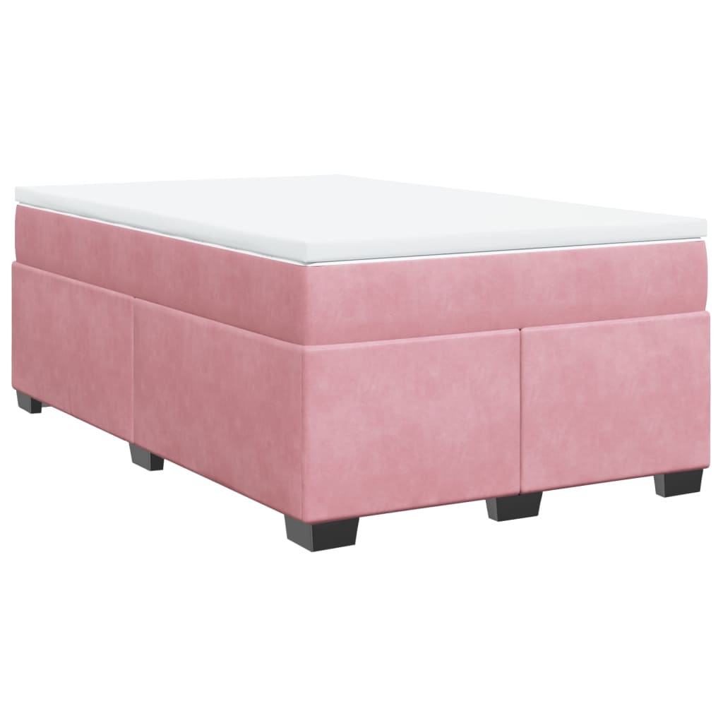 vidaXL Box Spring Bed with Mattress Pink 120x200 cm Velvet