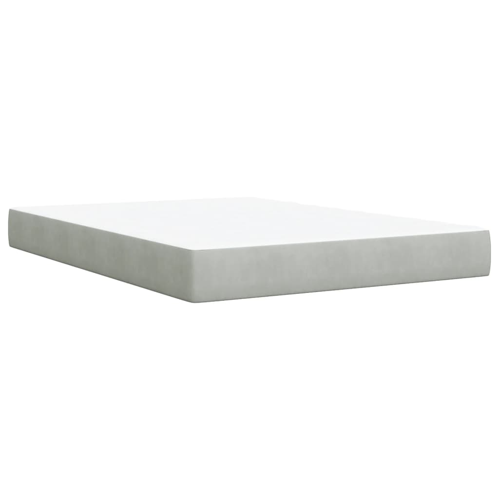 vidaXL Box Spring Bed with Mattress Light Grey 140x200 cm Velvet