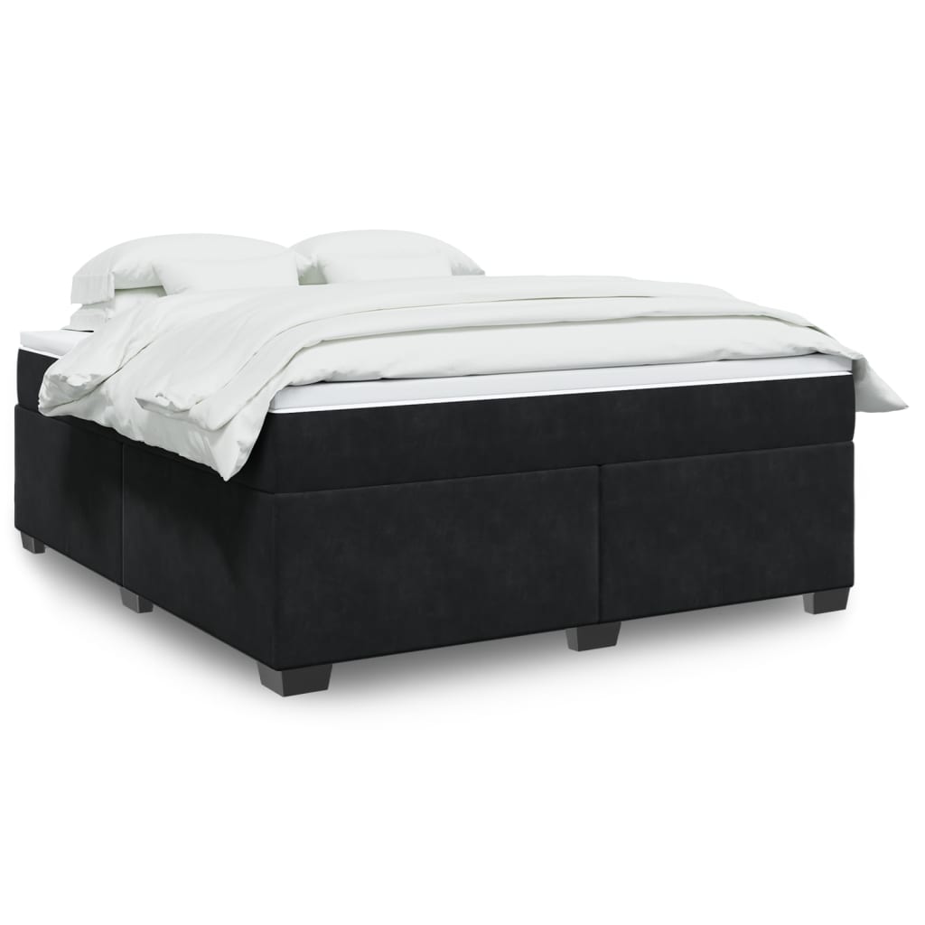 vidaXL Box Spring Bed with Mattress Black 180x200 cm Velvet