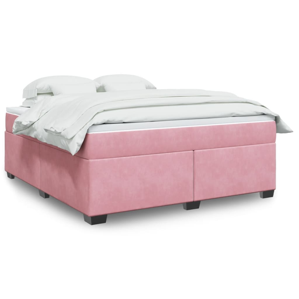 vidaXL Box Spring Bed with Mattress Pink 180x200 cm Velvet