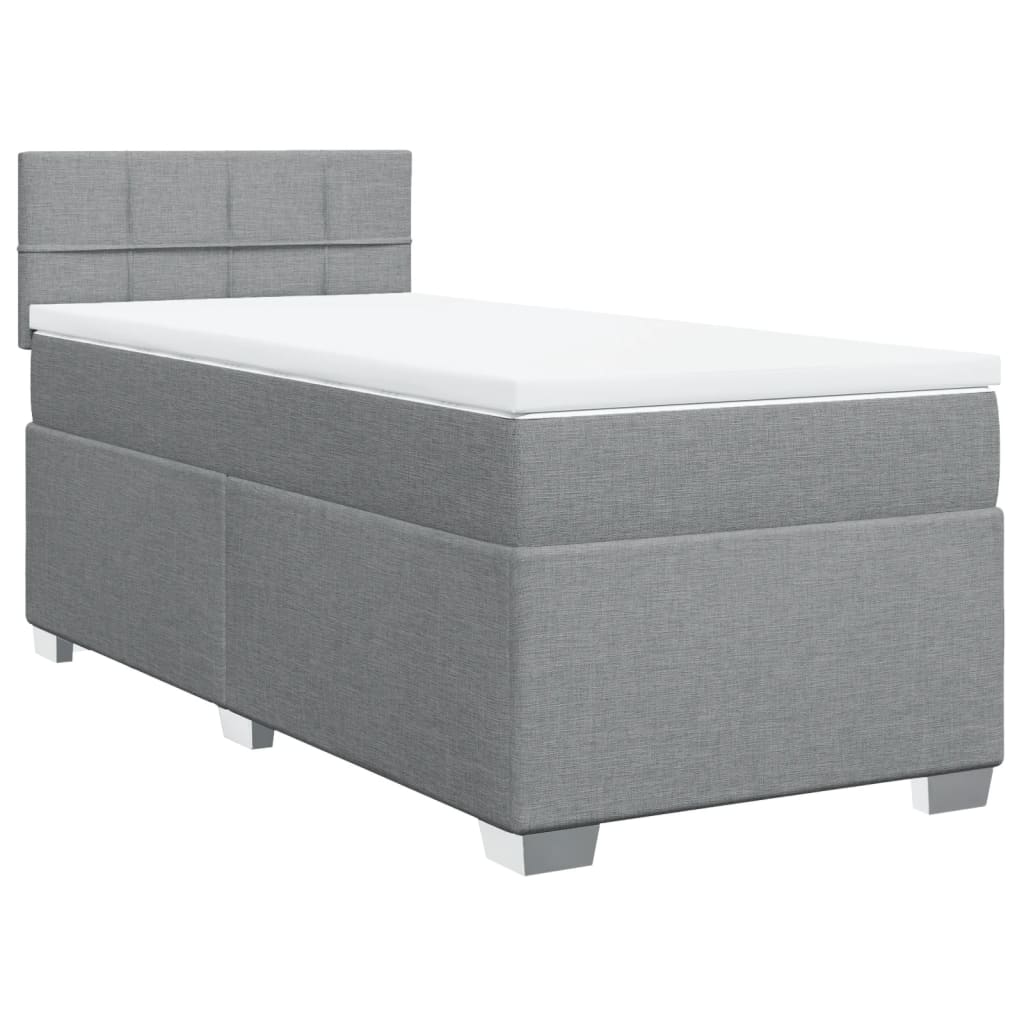 vidaXL Box Spring Bed with Mattress Light Grey 90x200 cm Fabric