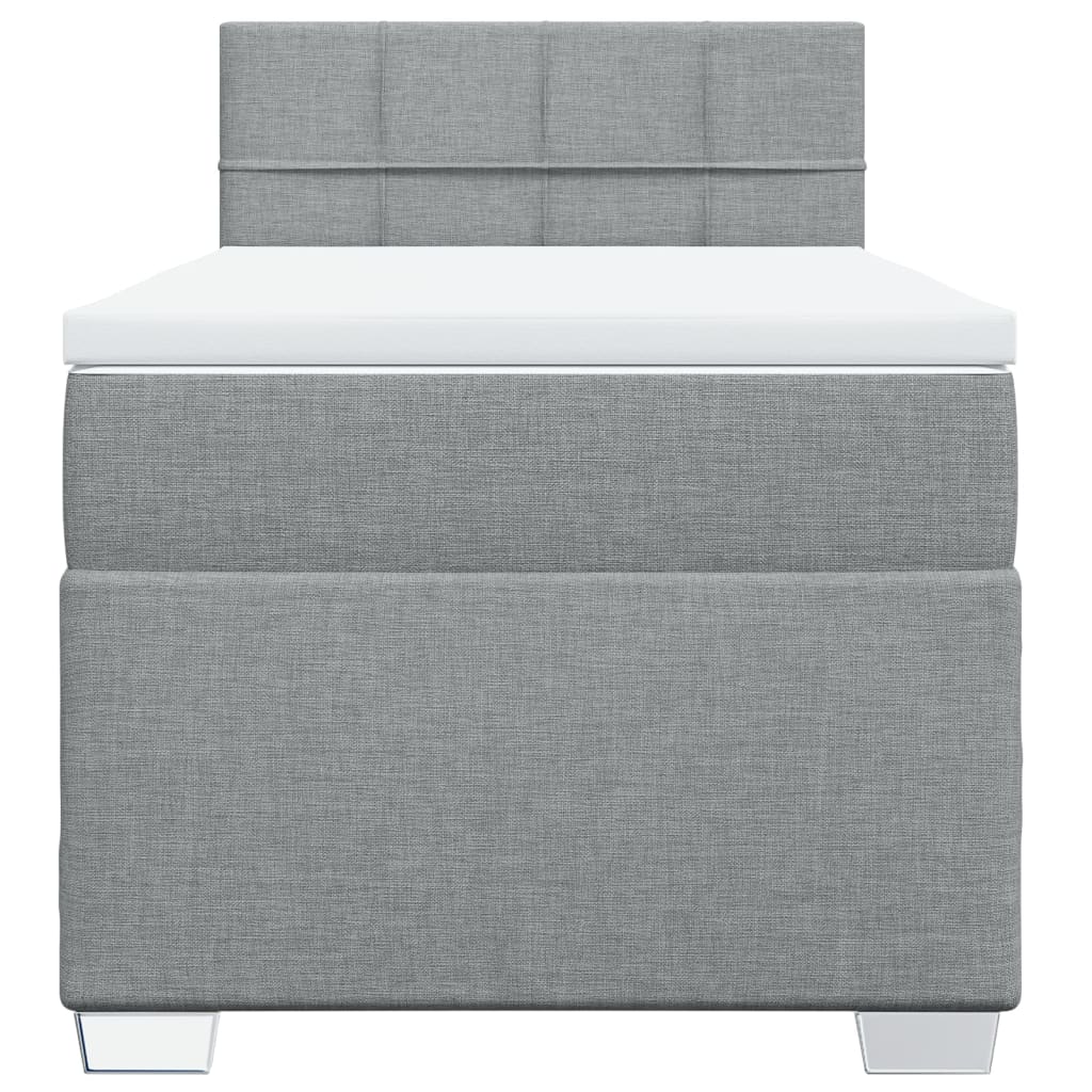 vidaXL Box Spring Bed with Mattress Light Grey 90x200 cm Fabric