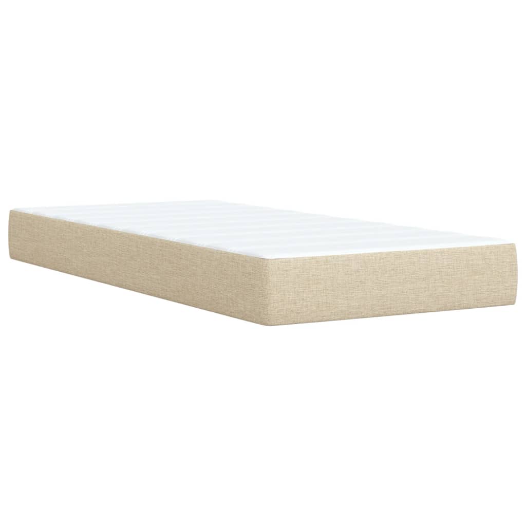 vidaXL Box Spring Bed with Mattress Cream 90x200 cm Fabric