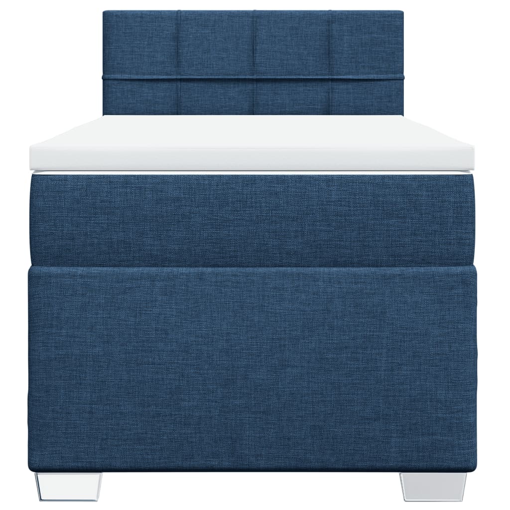 vidaXL Box Spring Bed with Mattress Blue 90x200 cm Fabric