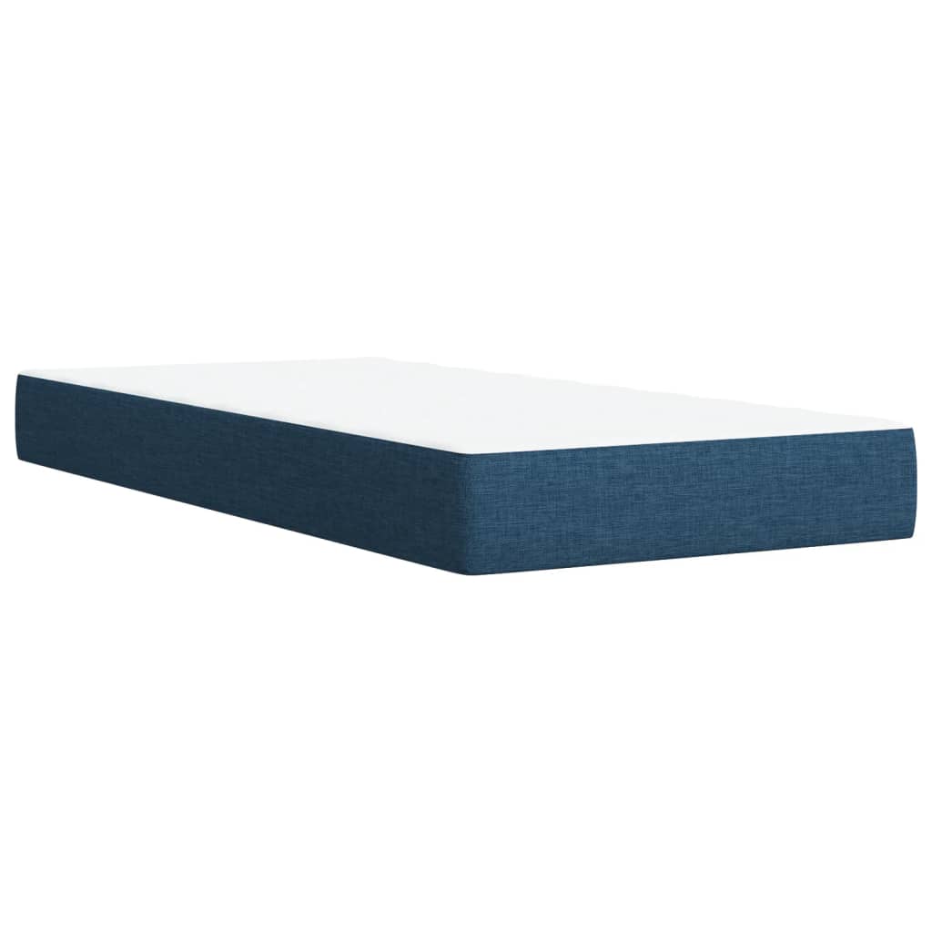 vidaXL Box Spring Bed with Mattress Blue 90x200 cm Fabric