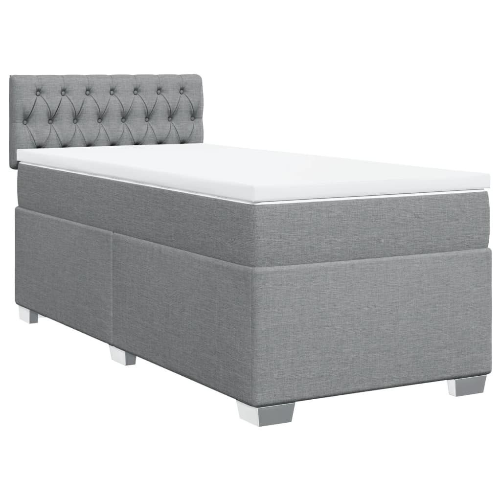 vidaXL Box Spring Bed with Mattress Light Grey 90x200 cm Fabric