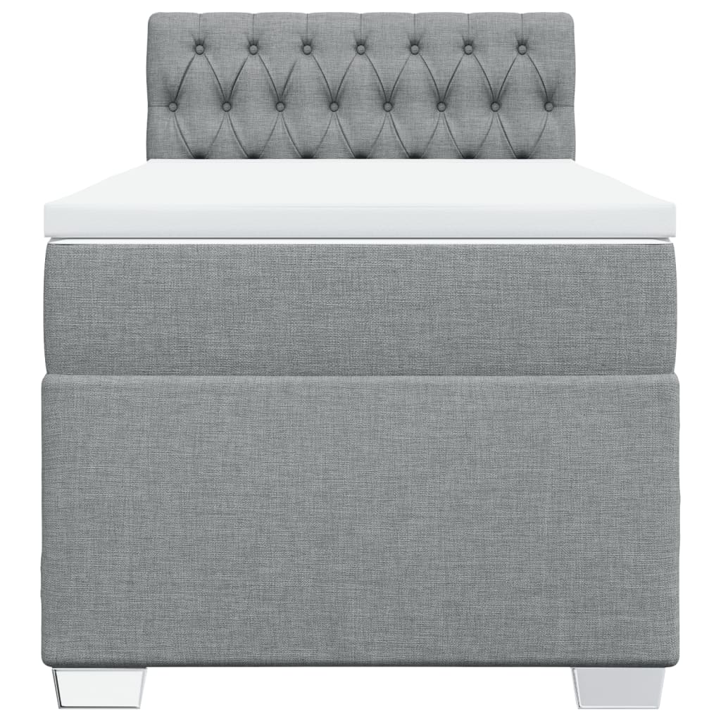 vidaXL Box Spring Bed with Mattress Light Grey 90x200 cm Fabric