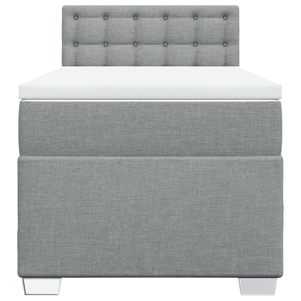 vidaXL Box Spring Bed with Mattress Light Grey 90x200 cm Fabric