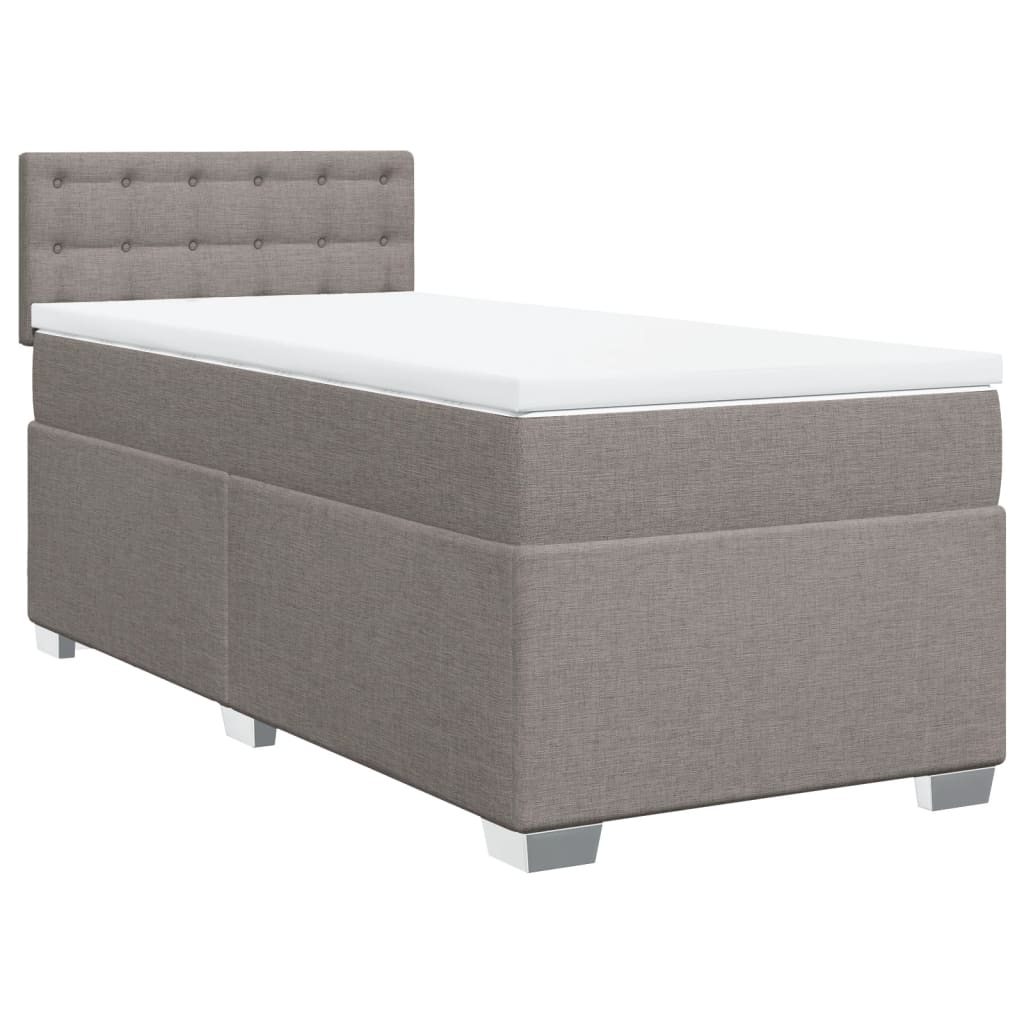 vidaXL Box Spring Bed with Mattress Taupe 90x200 cm Fabric