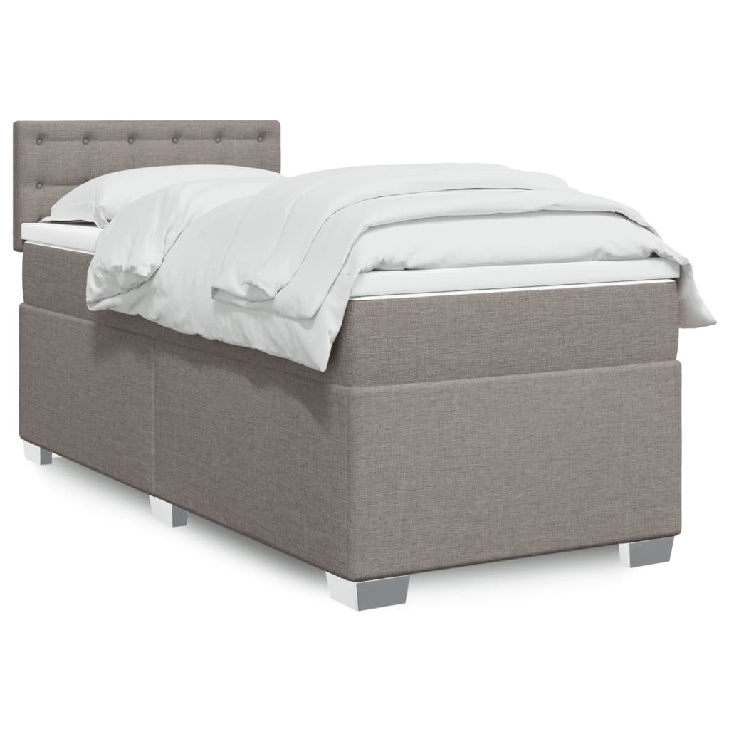 vidaXL Box Spring Bed with Mattress Taupe 90x200 cm Fabric