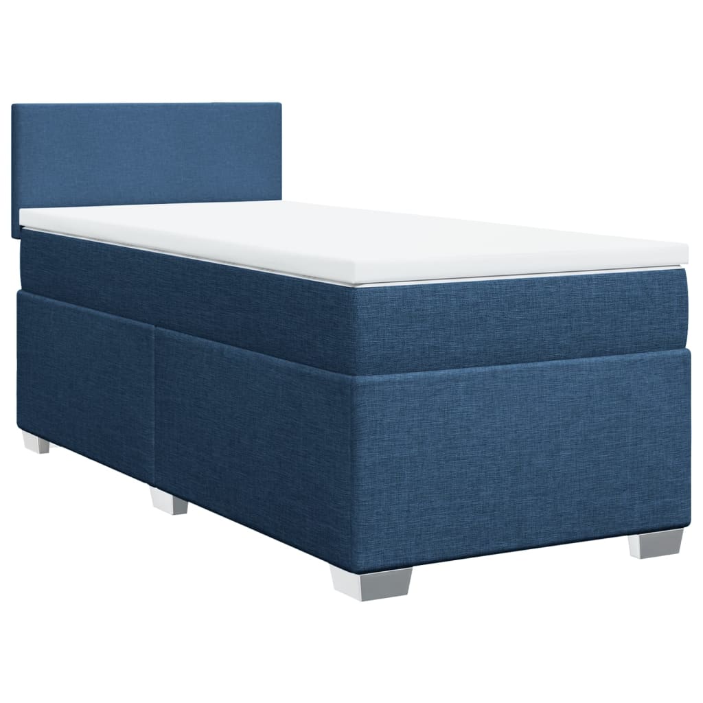 vidaXL Box Spring Bed with Mattress Blue 100x200 cm Fabric