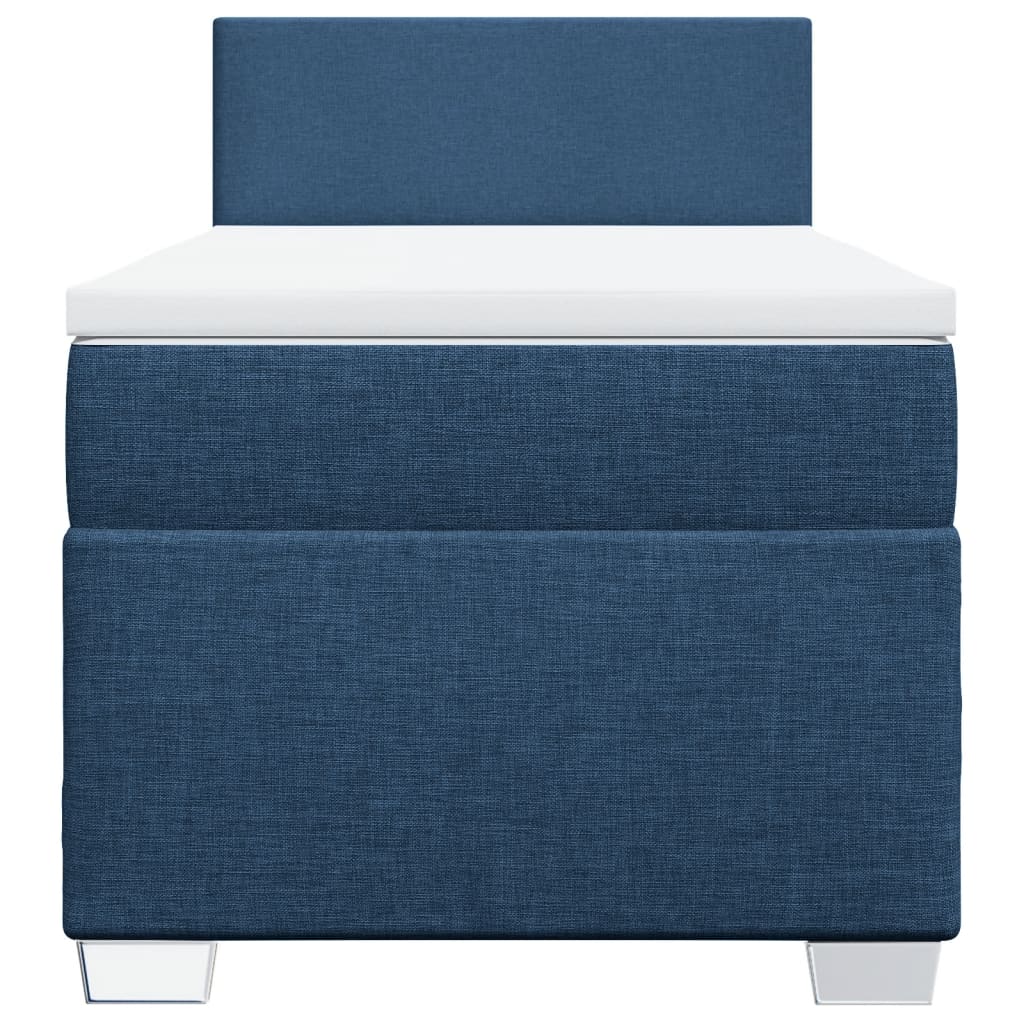 vidaXL Box Spring Bed with Mattress Blue 100x200 cm Fabric