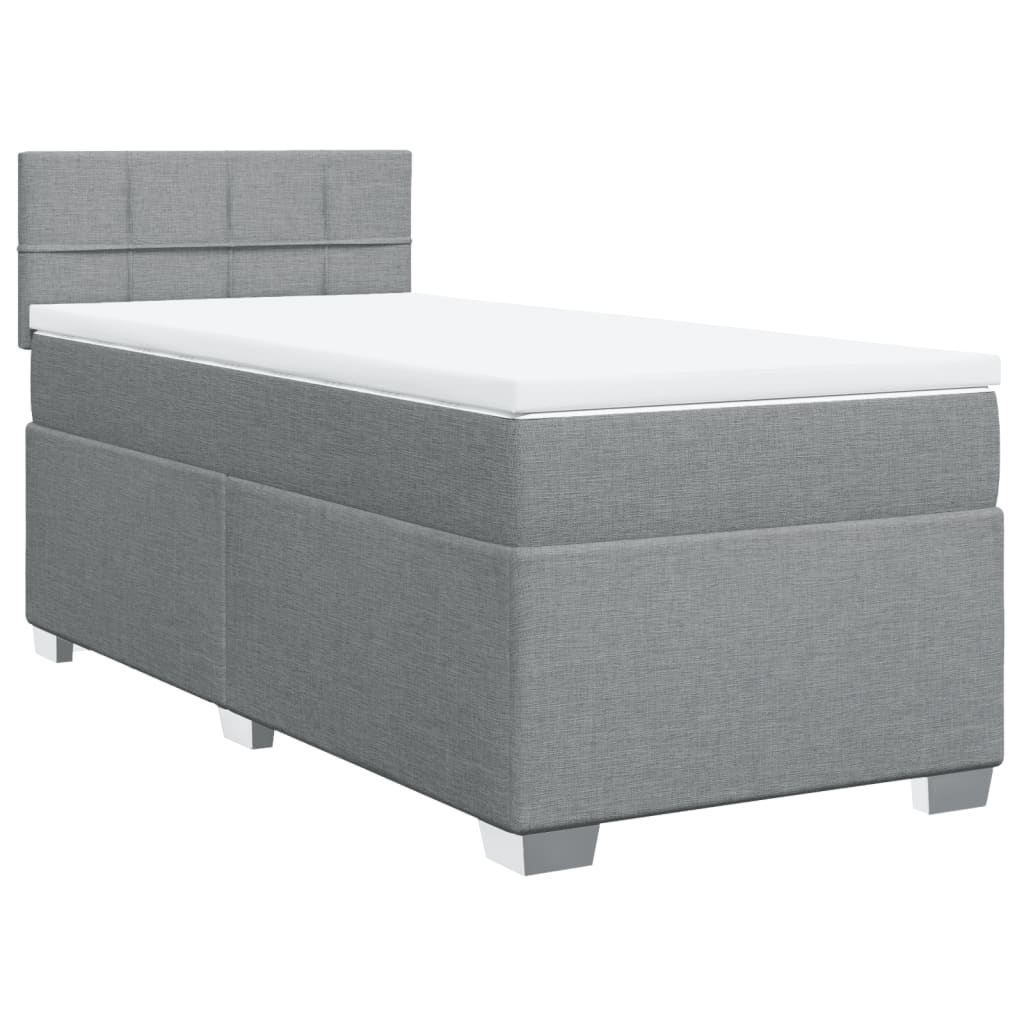 vidaXL Box Spring Bed with Mattress Light Grey 100x200 cm Fabric